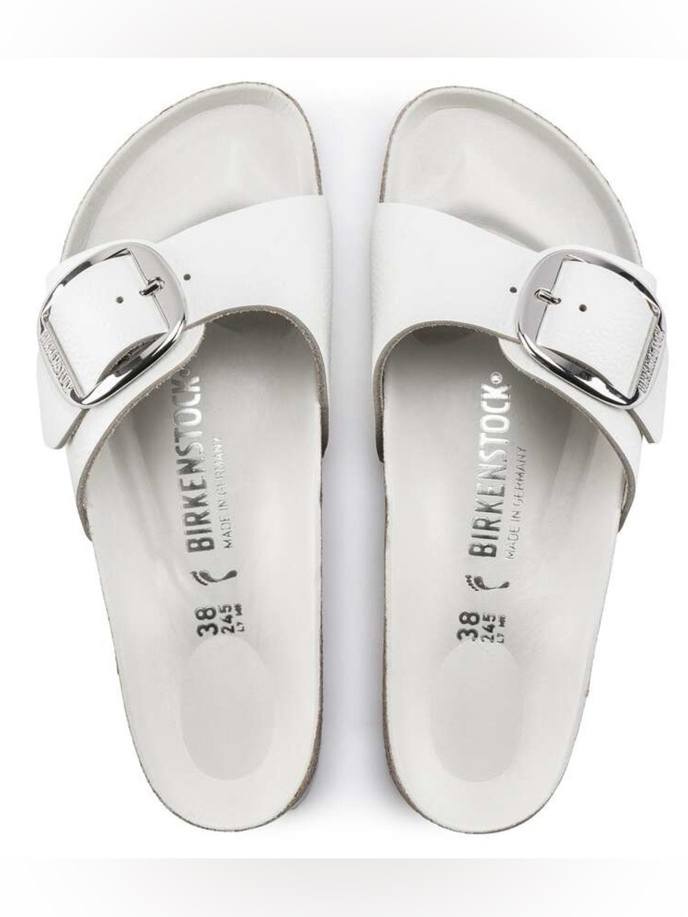 Birkenstock Madrid Big Buckle Sandals in White Leather | SLIGHTLY USED - Picture 3 of 9